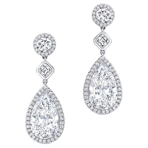 Diamond Earrings Pear Shapes Emerald Cuts Rounds 12.48 Carats GIA ...