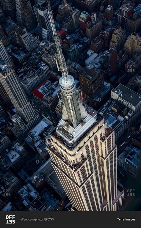 New York, NY, USA - April 10, 2016: Aerial view of Empire State ...