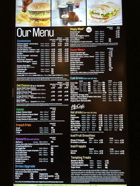 McDonalds Menu Prices UK - Price List 2015 | Mcdonald menu, Mcdonalds prices, Menu happy meal