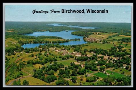 BIRCHWOOD WISCONSIN AERIAL VIEW LAKES POSTCARD | eBay