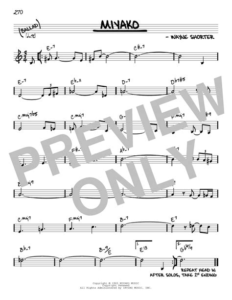 Wayne Shorter Miyako [Reharmonized version] (arr. Jack Grassel) Sheet ...