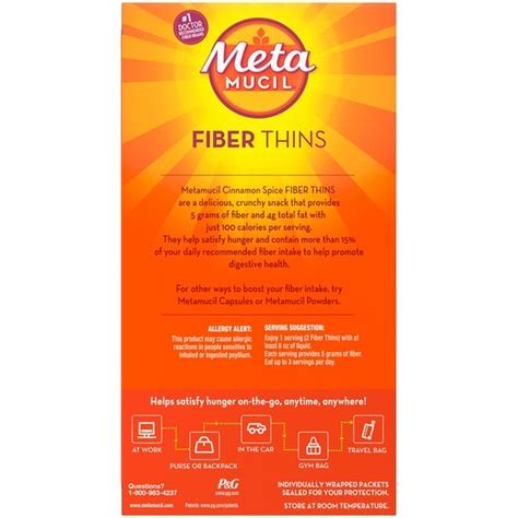 Metamucil Fiber Thins, Psyllium Husk Fiber Supplement, Digestive Health ...