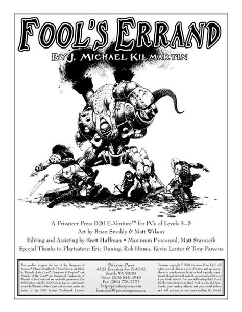 Fool's Errand | RPG Item | RPGGeek