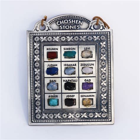 Breastplate Stones Wall Plaque in English with 12 Gemstones (large) | Jerusalem Artists