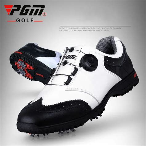 Pgm Top Layer Leather Authentic Mens professional Golf Shoes Men's Waterproof Movable Nail ...