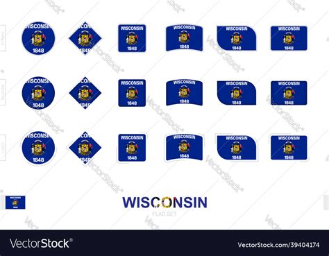 Wisconsin flag set simple flags of Royalty Free Vector Image