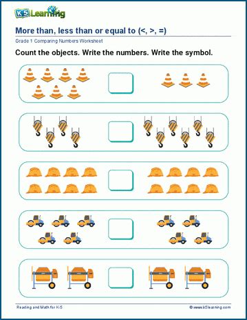 Symbols: more than, less than & equal to worksheets | K5 Learning