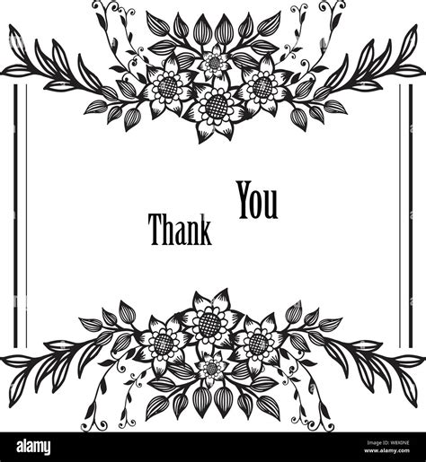 Black white flower frame, design thank you, for letter, card, postcard. Vector illustration ...