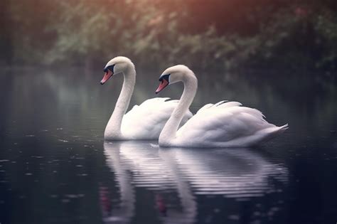 Premium AI Image | swans swimming on the lake