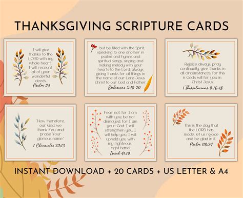 20 Thanksgiving Scripture Cards Gratitude Christian Cards - Etsy