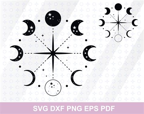 Sunflower Svg Moon Svg Floral Svg Moon Phase Svg Boho Svg Zentangle Svg ...