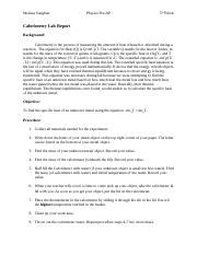 Calorimetry Lab Report physics.docx - Melissa Vaughan Physics Pre-AP ...