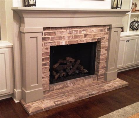 Traditional Mantel with Brick Face and Semi-flush Brick Hearth | Brick hearth, Fireplace remodel ...