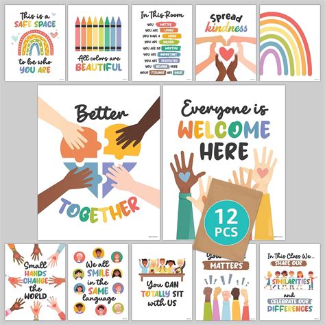 12 Diversity Posters for Classroom - 11x14in Diversity Classroom Decor, Everyone is Welcome ...