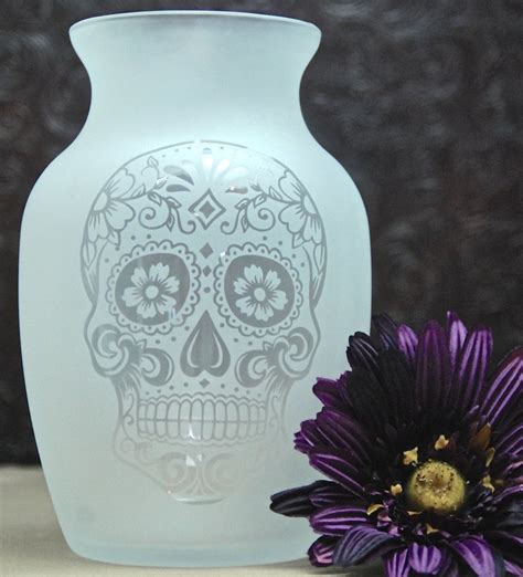 Sugar Skull Vase - Glass Etched Vase - Day of the Dead - My Sugar ...