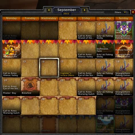 Wotlk Classic Calendar - Addons - World of Warcraft