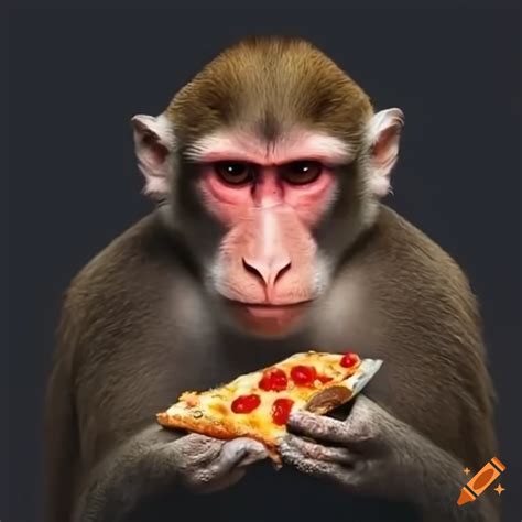 Monkey eating pizza on Craiyon