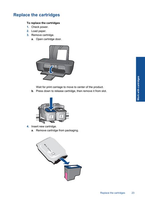 Replace the cartridges | HP DESKJET 1000 J110 User Manual | Page 25 / 48