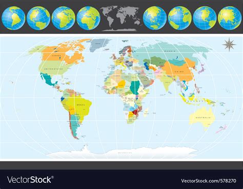 Detailed political world map with all countries Vector Image