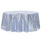 132 Round Sequin Tablecloth - Dusty Blue