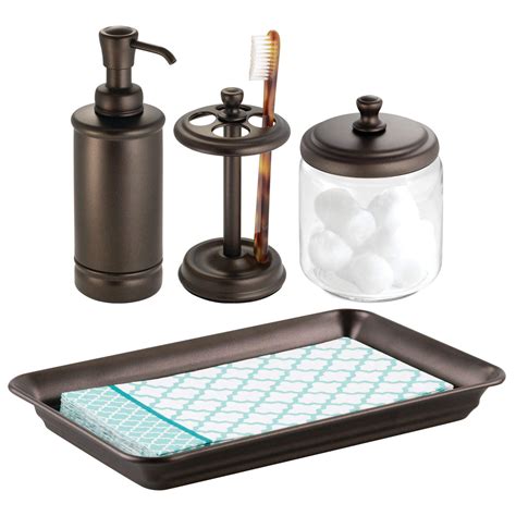 mDesign Classic Bath Accessory Set for Bathroom Vanity Countertops and ...