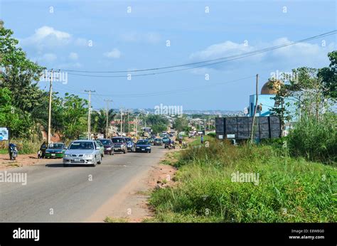 Road at the entrance of the city of Abeokuta, Nigeria Stock Photo - Alamy