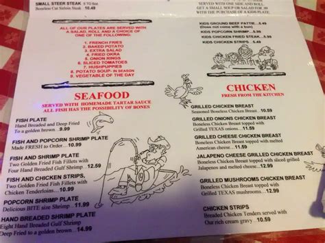 Menu at Hungry Farmer steakhouse, San Antonio