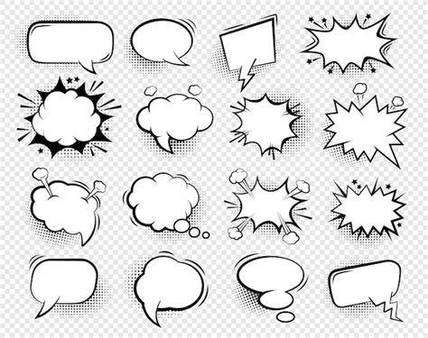 Premium Vector | Comic speech bubbles. Blank talk clouds for dialog text with halftone shadows ...