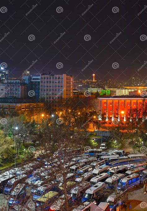 Ankara/Turkey-March 10 2019: Aerial View of Guven Park with Dolmus and Atakule in Background in ...