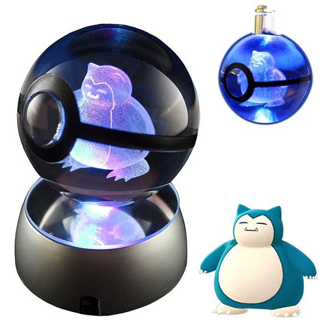 Coolinko 3D Crystal Ball LED Night Light with LED Keychain Laser Engraving (Snorlax) - Walmart ...