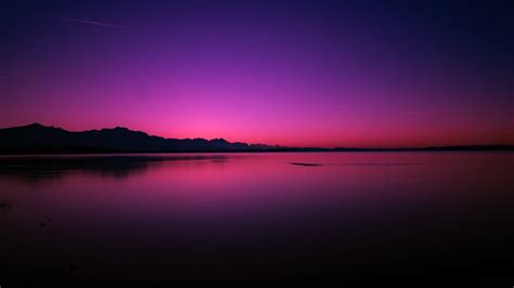 3840x2160 Resolution Pink Purple Sunset Near Lake 4K Wallpaper - Wallpapers Den