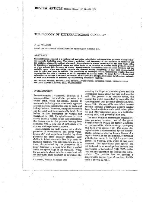 (PDF) The biology of Encephalitozoon cuniculi