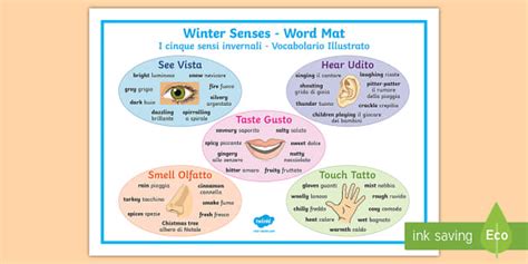 Winter Senses Word Mat English/Italian (Lehrer gemacht)