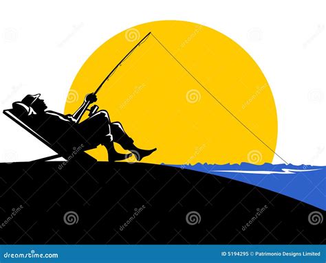 Fisherman fishing sunset stock vector. Illustration of recreational ...