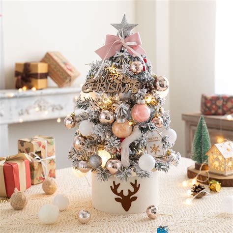 SDJMa Mini Christmas Tree with Lights,16in Pre-lit Tabletop Christmas ...