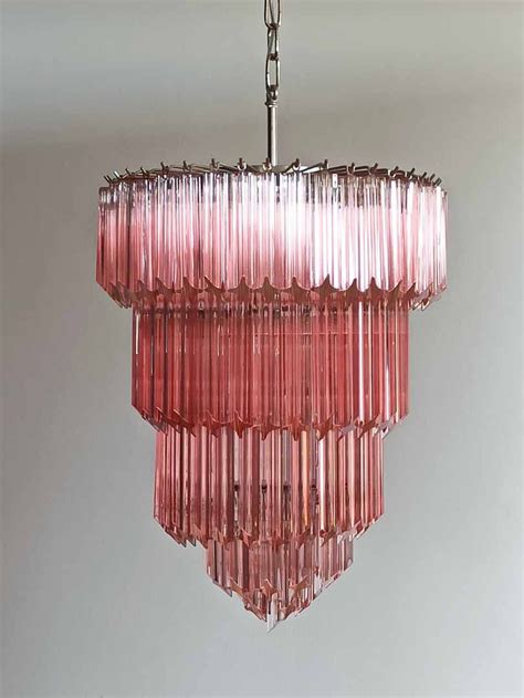 Fantastic Murano chandelier made of 112 pink Murano crystal prisms ...