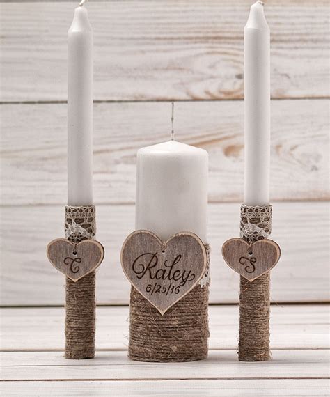 Wedding Unity Candle Set Rustic Unity Candle Church Ceremony - Etsy