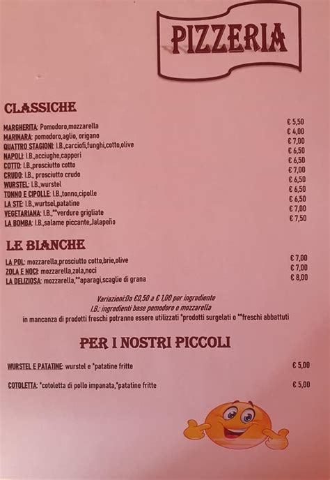 Menu at La Sosta restaurant, Malesco