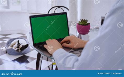 Person is Working from Home with Their Laptop with a Green Screen Effect Stock Photo - Image of ...