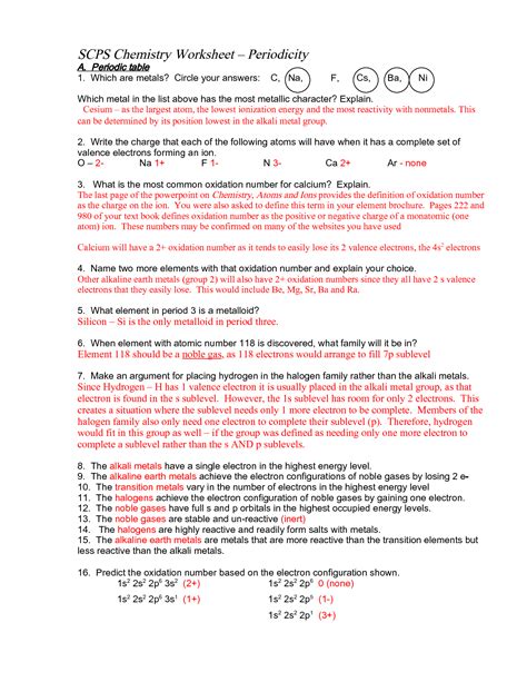 SOLUTION: Periodic table answer key wksht - Studypool