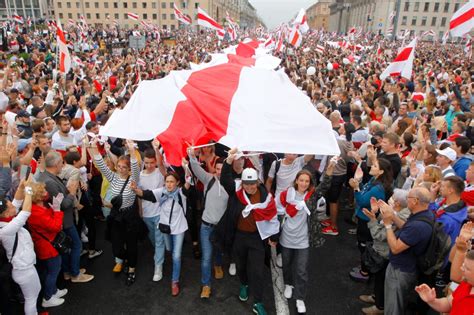 Over 100,000 protesters gather to pressure Belarus president to resign