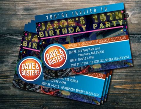 Custom 5 x 7 Dave & Busters Party Invites | Etsy | Dave and busters party, Dave & busters, Party ...