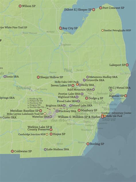 Michigan State Parks Map 18x24 Poster - Best Maps Ever