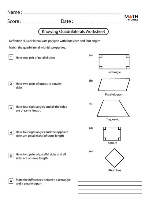 Area Of Quadrilaterals And Triangles Worksheets