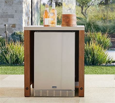 Abbott Outdoor Kitchen Refrigerator Cabinet, Brown | Pottery Barn | Outdoor refrigerator cabinet ...