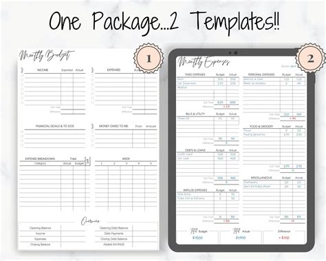 Monthly Expense Tracker Printable, Budget Planner, Budget Template, Financial Planner. Yearly ...