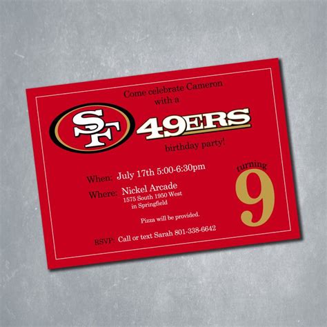 San Fransisco 49ers Digital Birthday Invitation. NFL Football Birthday ...