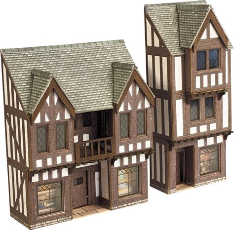 Metcalfe Models Card Model Kit for Model Railways N Gauge: PN190 Low Relief Timber Framed Shop ...