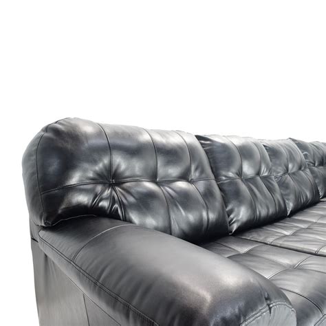 51% OFF - Bob's Discount Furniture Black Faux Leather Sectional / Sofas