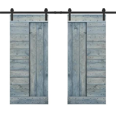 CALHOME 72 in. x 84 in. Denim Blue Stained DIY Knotty Pine Wood ...